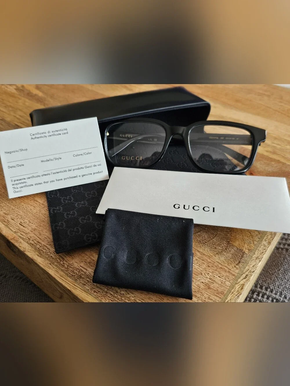 Gucci Men's Black Rectangular Optical Glasses